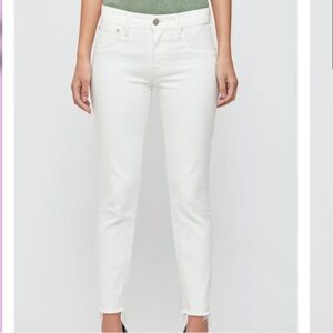 $350 Sz 26 Moussy Vintage White Denim Calvert Skinny Frayed Hem Jeans